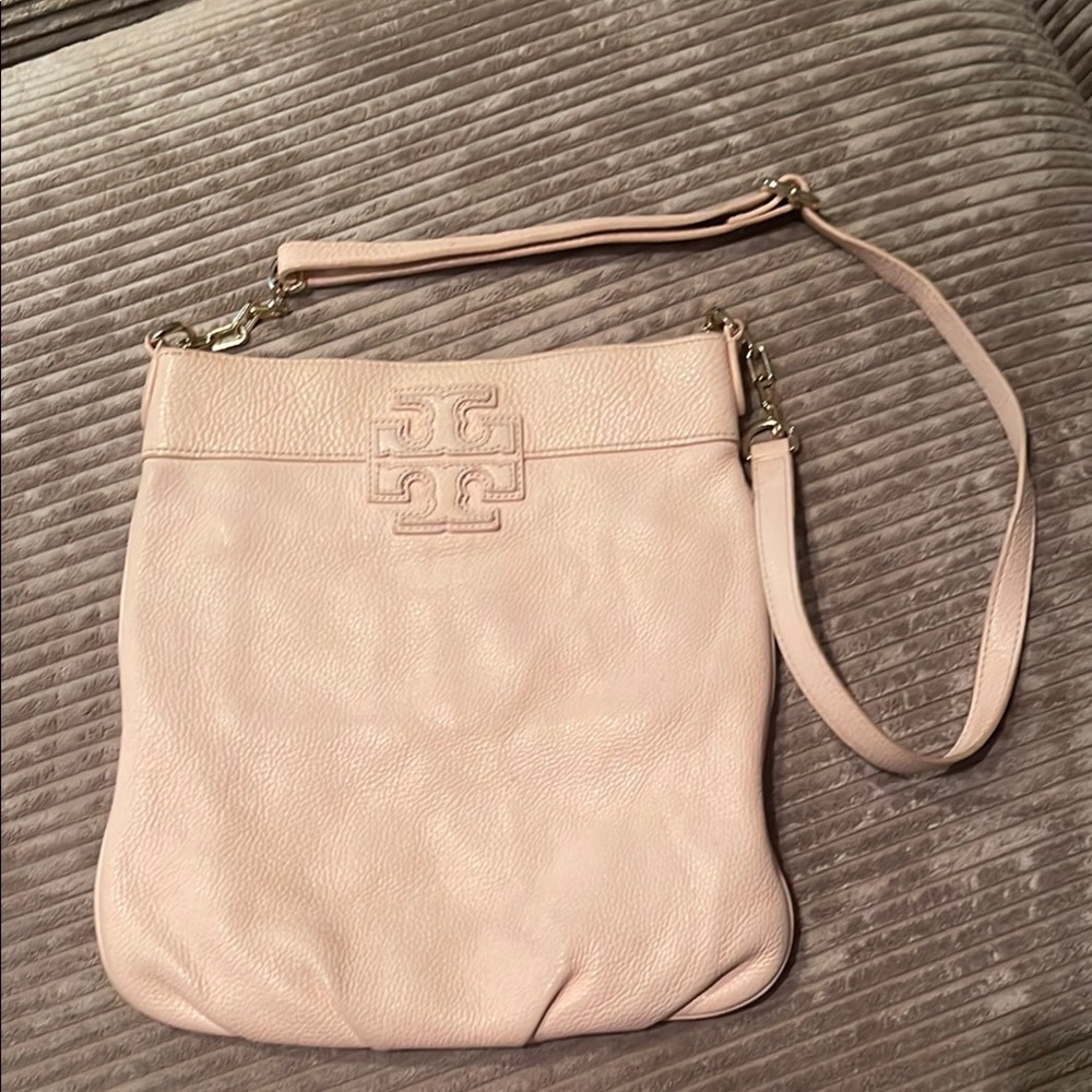 Tory Burch Pink Crossbody Bag with Pebbled Texture